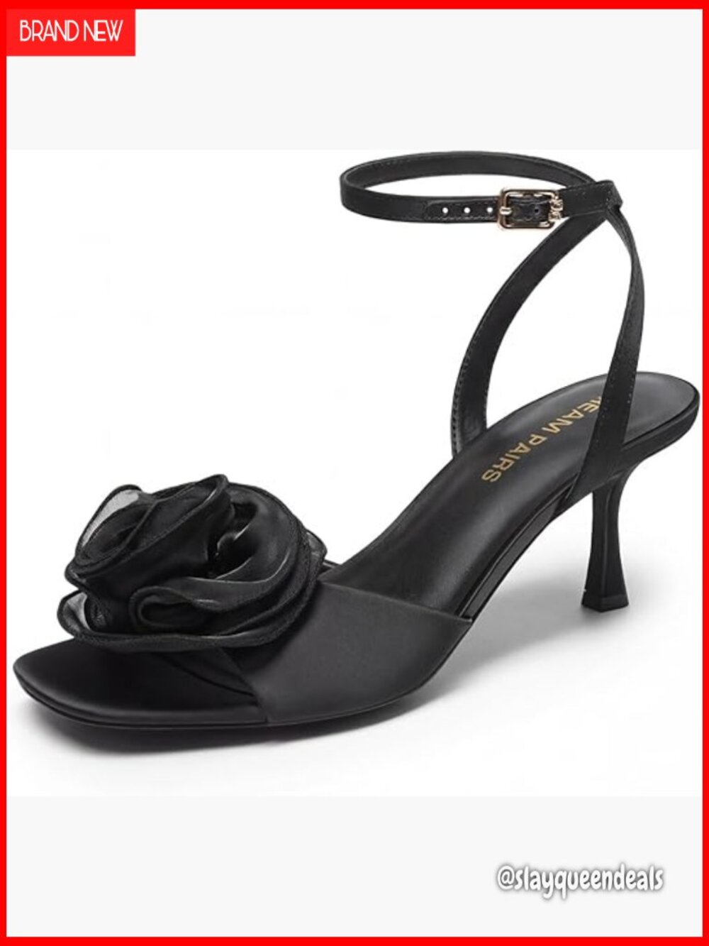 Low Kitten Heels Square Toe Ankle Strap Sandals Wedding Shoes Floral